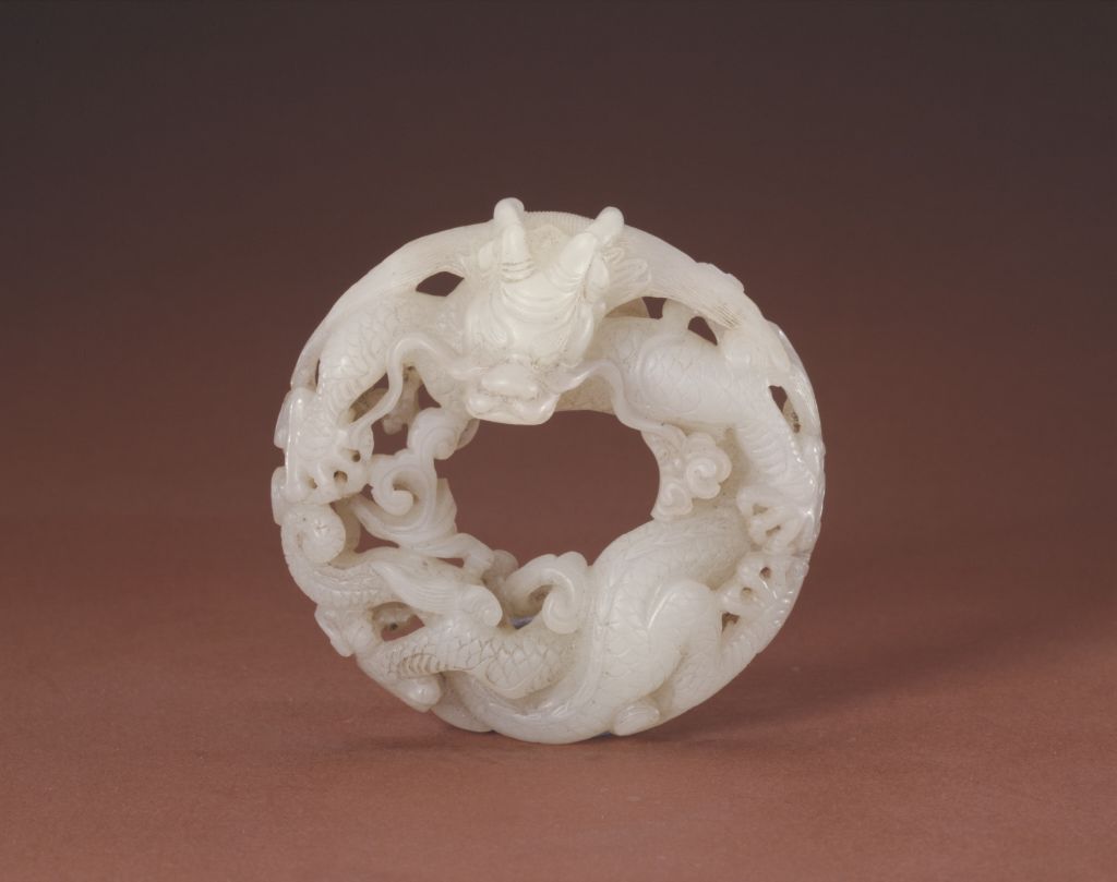 图片[1]-White Jade Panlong Ring Pendant-China Archive